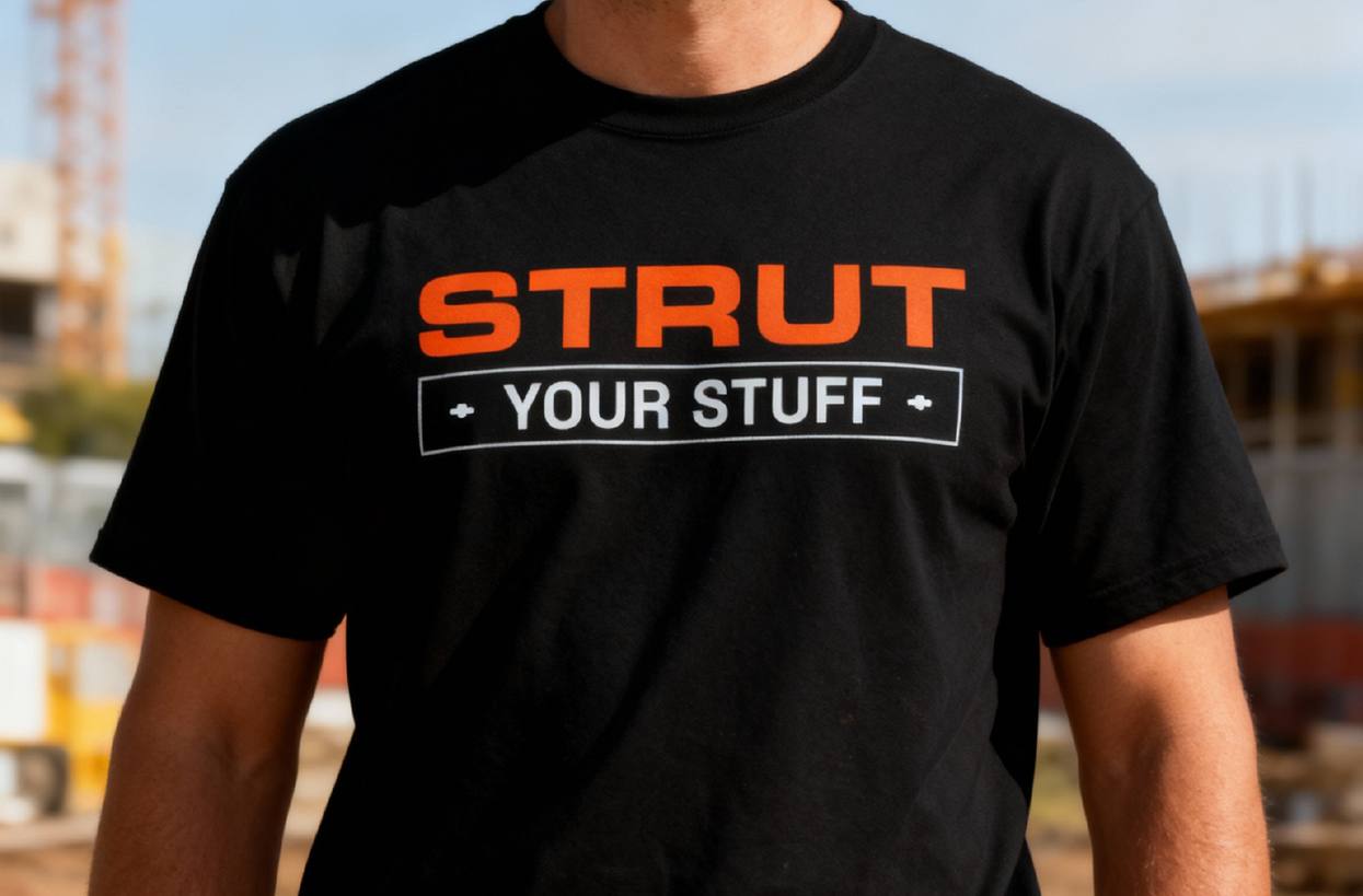 Strut Your Stuff branded t-shirt